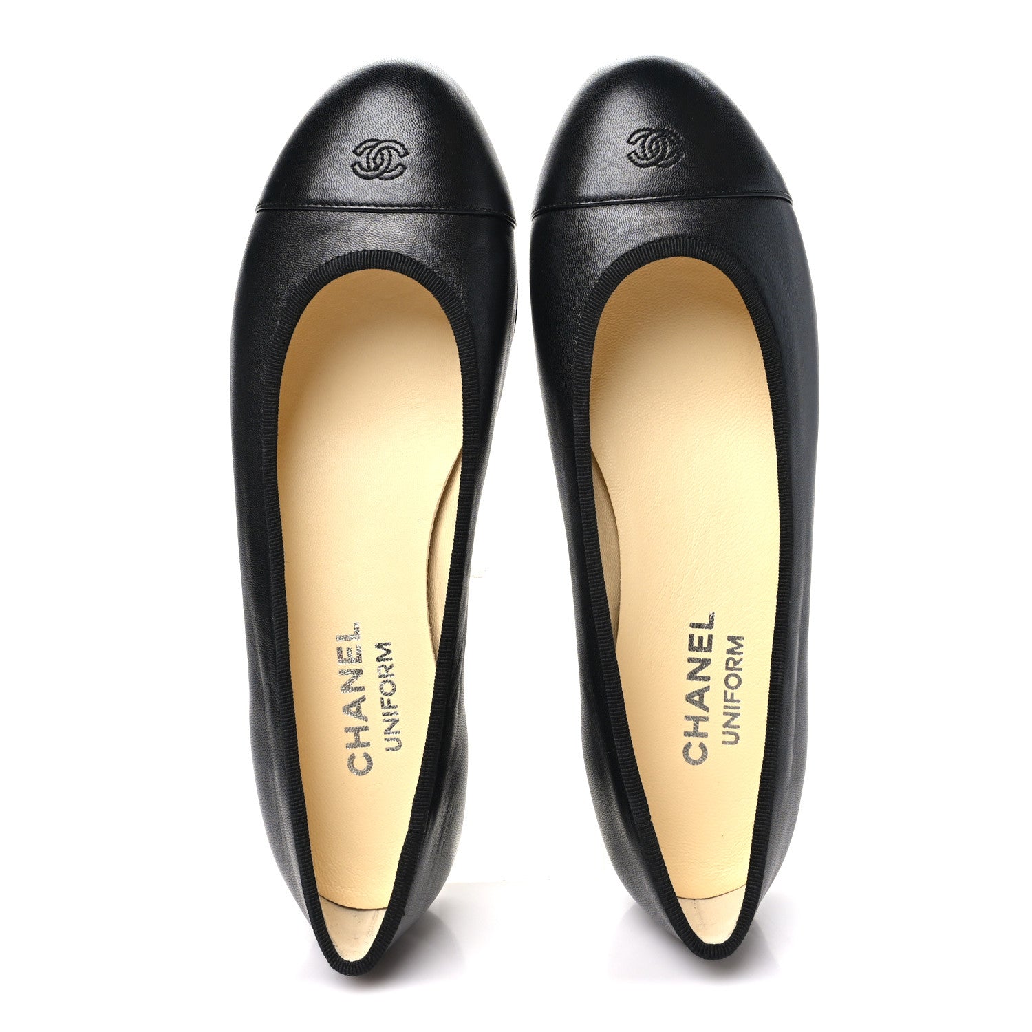 Chanel Lambskin Cap Toe CC Uniform Ballerina Flats 38.5 Black 38.5 Black 2 of 9