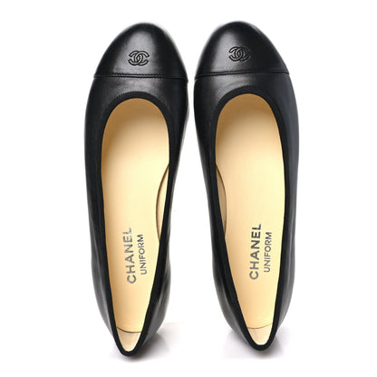 Chanel Lambskin Cap Toe CC Uniform Ballerina Flats 38.5 Black 38.5 Black 2 of 9