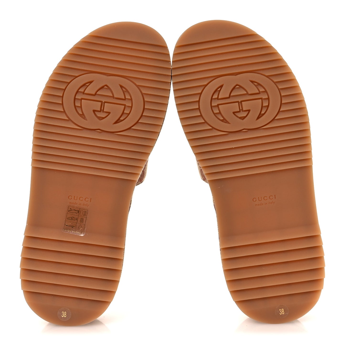 Canvas GG Monogram Angelina Platform Slide Sandals 38 Beige Ruggine