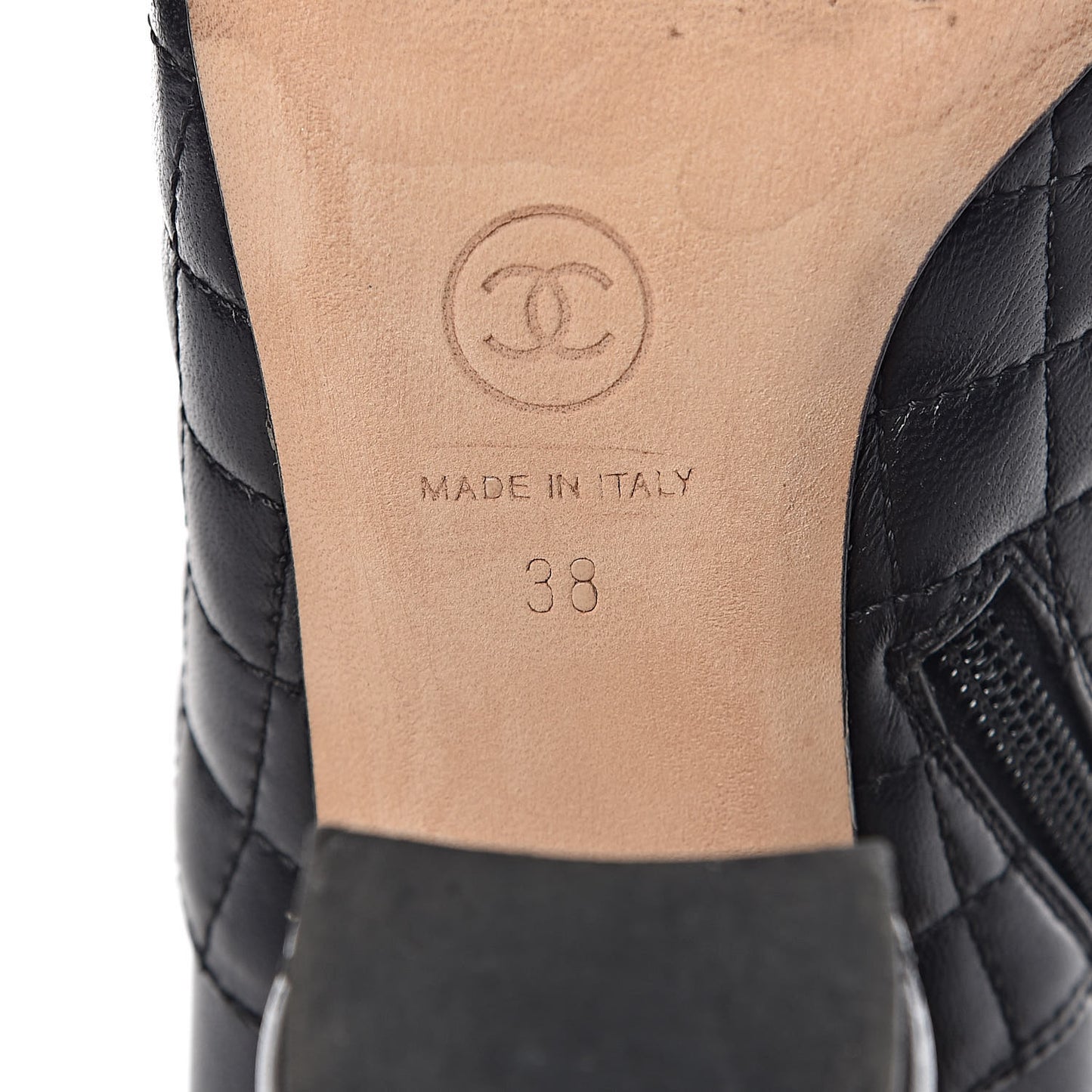 Lambskin Quilted CC Booties 38 Black