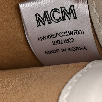 MCM Grained Calfskin Medium Milla Convertible Backpack White Flake 7 of 13