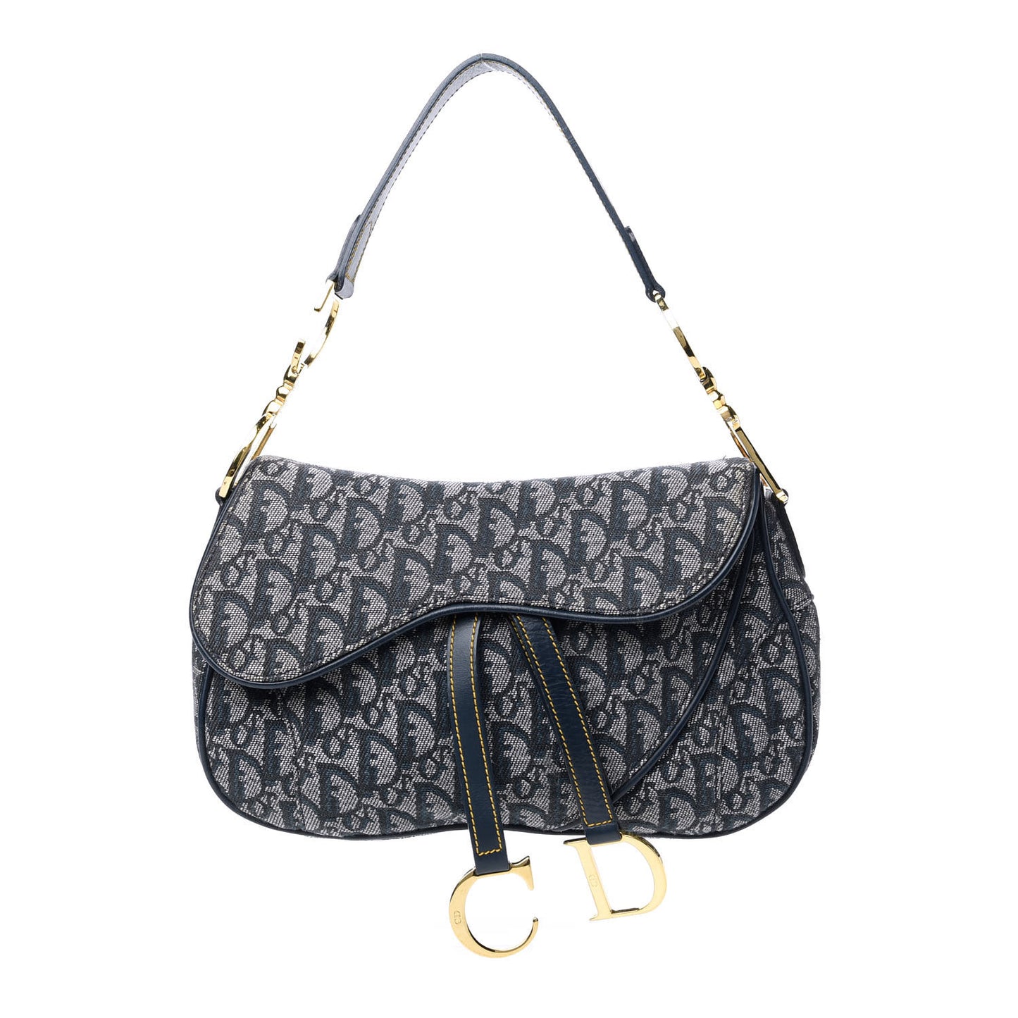Monogram Double Saddle Bag Navy Blue