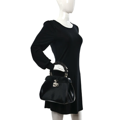 Gucci Regent Calfskin Bamboo Medium Lady Lock Top Handle Bag Black 2 of 15