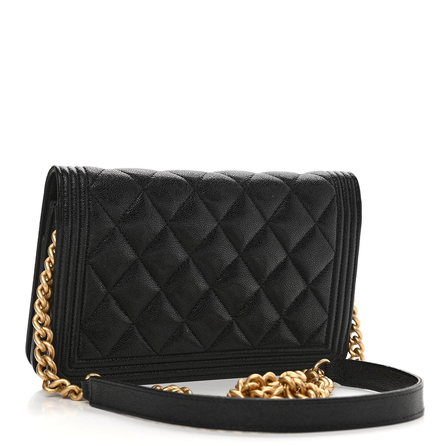 Caviar Quilted Boy Wallet On Chain WOC Black