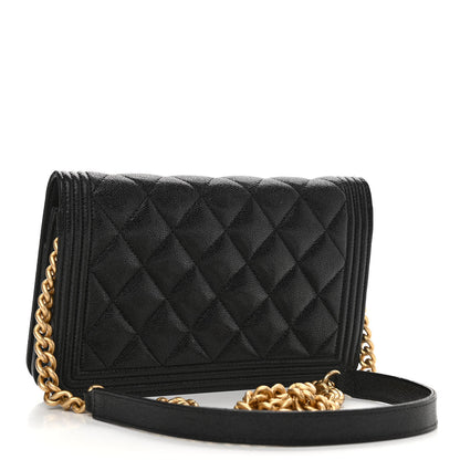 Chanel Caviar Quilted Boy Wallet On Chain WOC Black 3 of 13