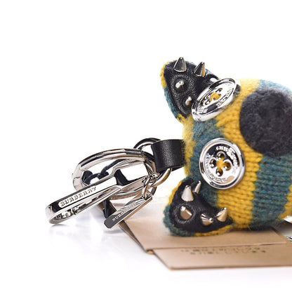 Burberry Cashmere Calfskin Studded Dave the Fox Bag Charm Green Multicolor 3 of 3