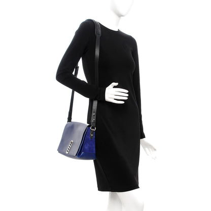 Proenza Schouler Croc Calfskin Embossed Suede PS Elliot Black Indigo 3 of 19