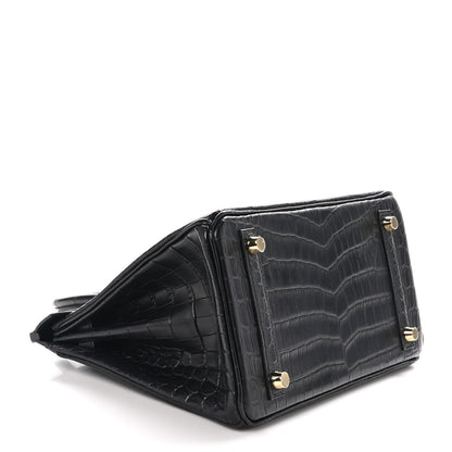 Hermes Matte Niloticus Crocodile Birkin 25 Black 4 of 11