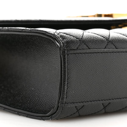 Saint Laurent Grain De Poudre Textured Mixed Matelasse Triquilt Medium Monogram Satchel Black 9 of 10