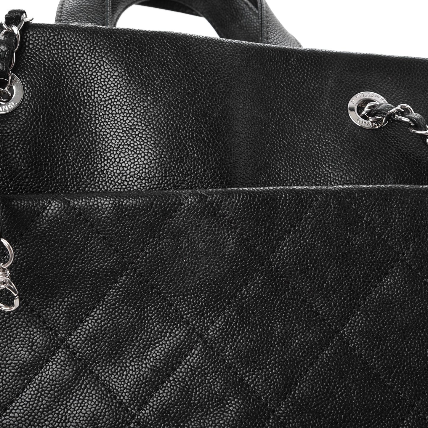 Caviar Quilted Large CC Tote Black