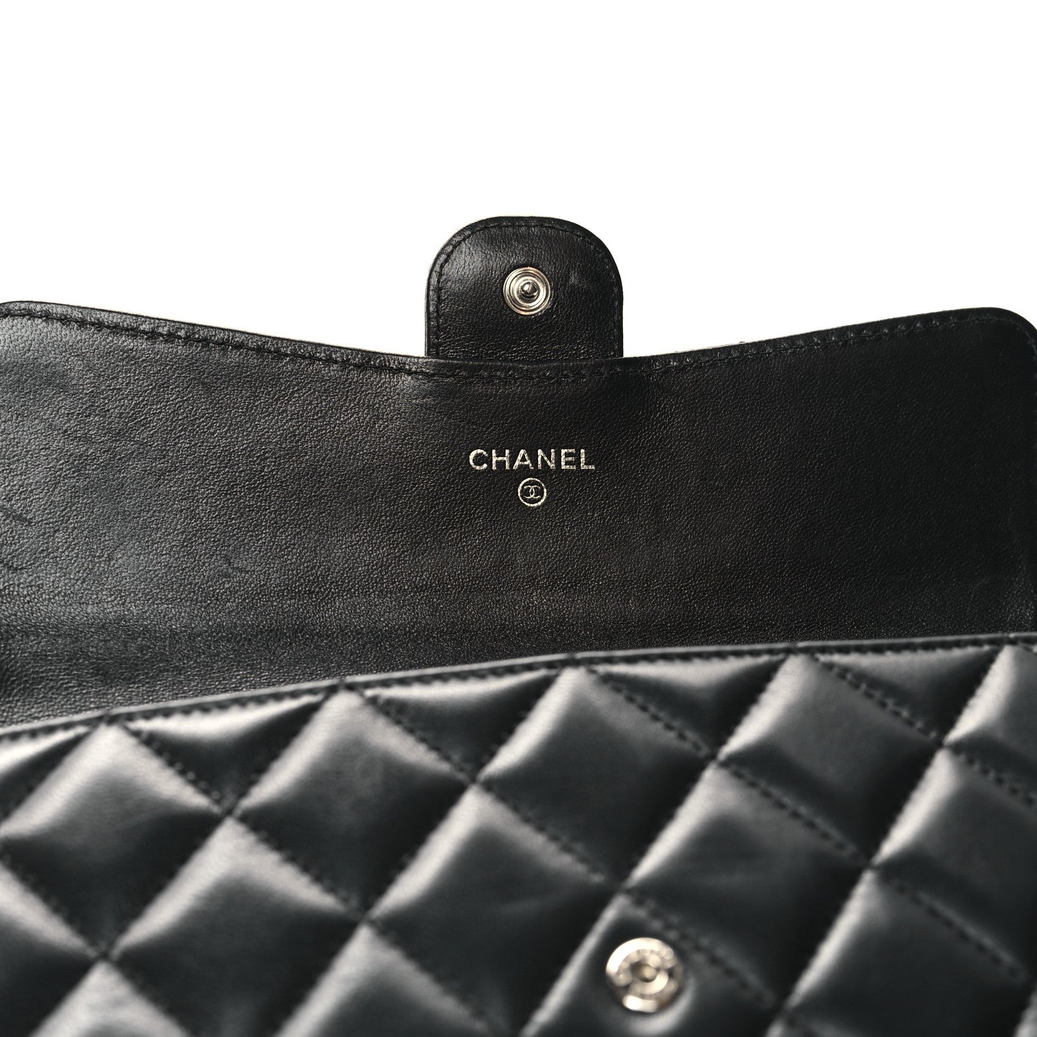 Chanel Lambskin Quilted Large Gusset Flap Wallet Black 12 of 13