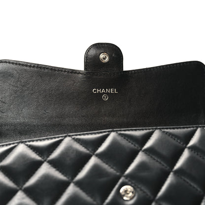 Chanel Lambskin Quilted Large Gusset Flap Wallet Black 12 of 13