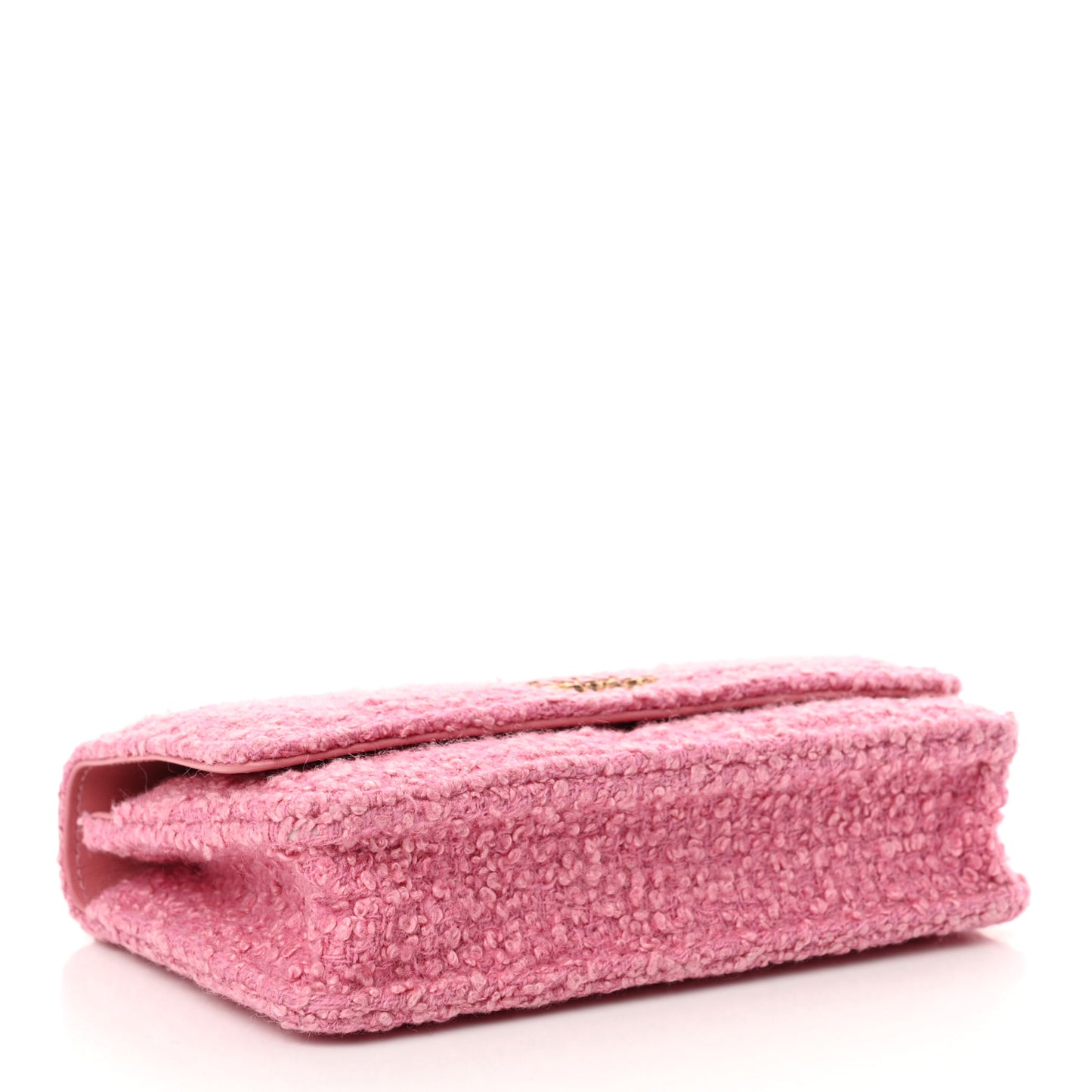 Wool Tweed Lambskin Quilted Chanel 19 Wallet On Chain WOC Pink