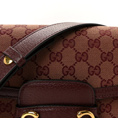 Gucci Monogram Textured Dollar Calfskin Horsebit 1955 Shoulder Bag Sahara Rubino Chardonnay 8 of 10