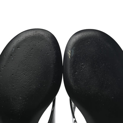 Chanel Lambskin Printed CC Thong Sandals 37 Black White 9 of 10