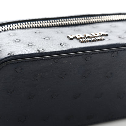 Prada Ostrich Cosmetic Pouch Navy 9 of 9