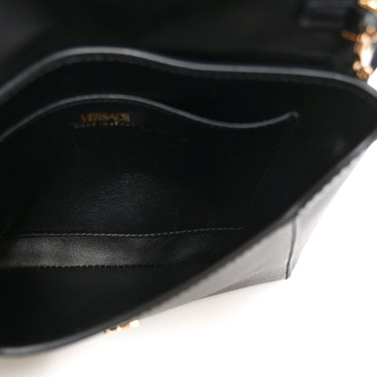 Versace Calfskin Medusa Whipstitch Envelope Clutch Black White 5 of 9