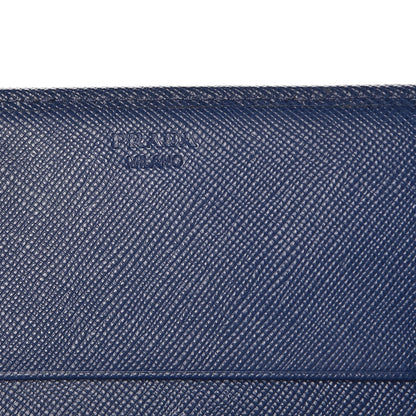 Prada Saffiano Metal Continental Flap Wallet Bleuette 6 of 9