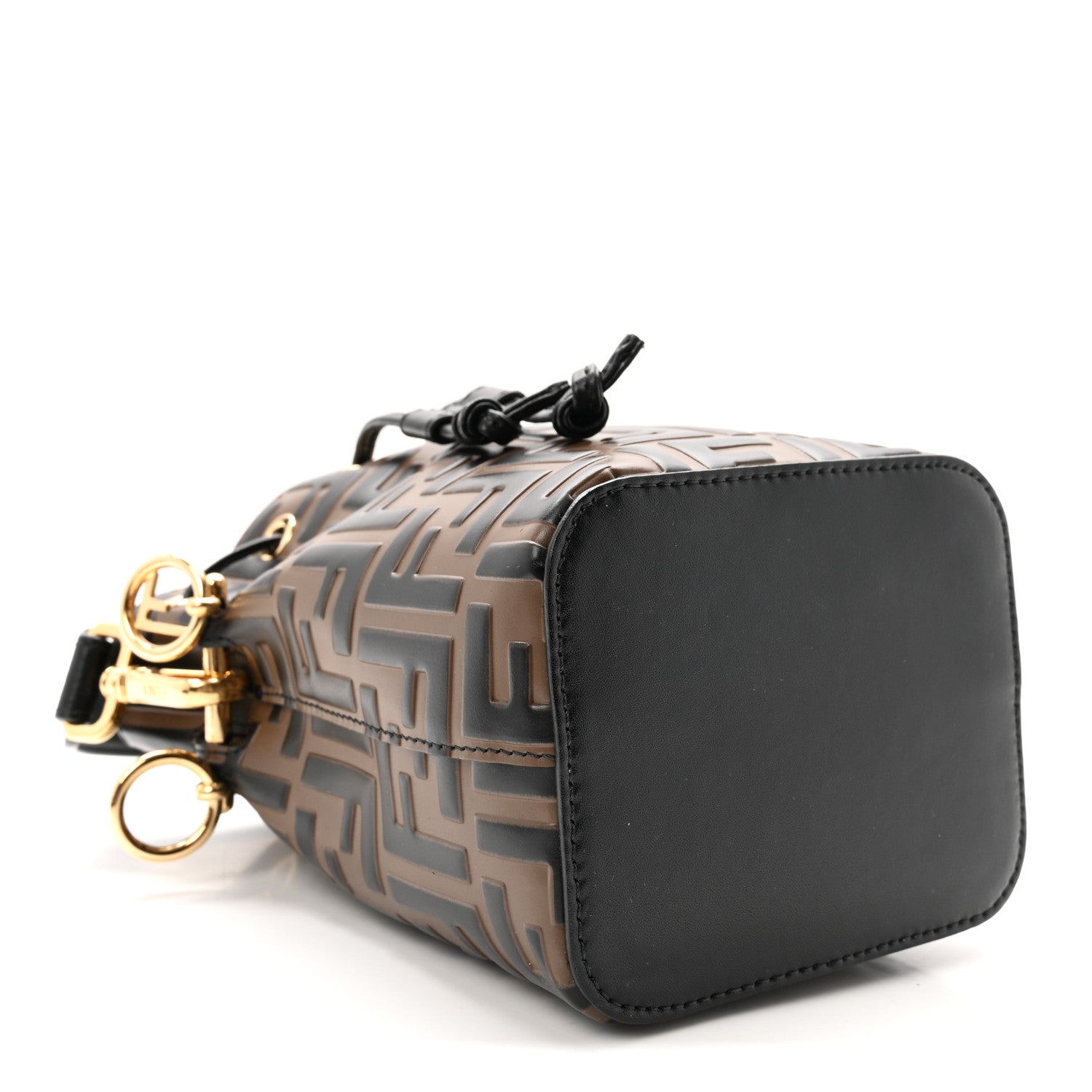 Fendi Vitello Liberty F is Fendi Bi-Color FF 1974 Embossed Mini Mon Tresor Bucket Bag Maya Black 4 of 10