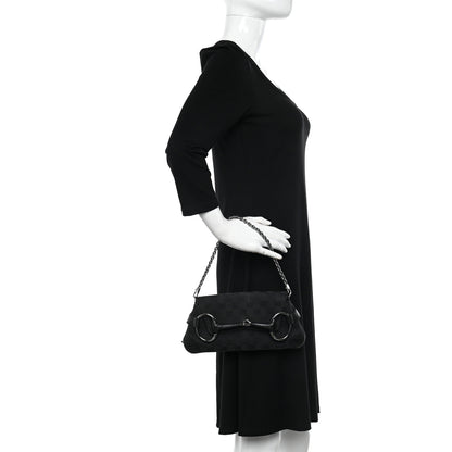 Gucci Monogram Horsebit Chain Clutch Black 2 of 11