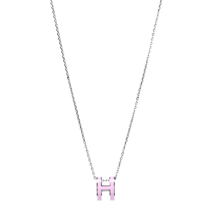 Hermes Palladium Mini Pop H Pendant Necklace Rose Dragee 1 of 4