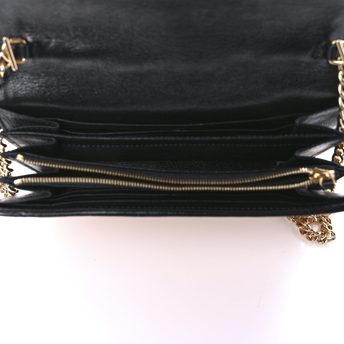 Azalea Calfskin Matelasse Diagonal Torchon Tri-Color GG Marmont Chain Wallet Cognac Mystic White Black