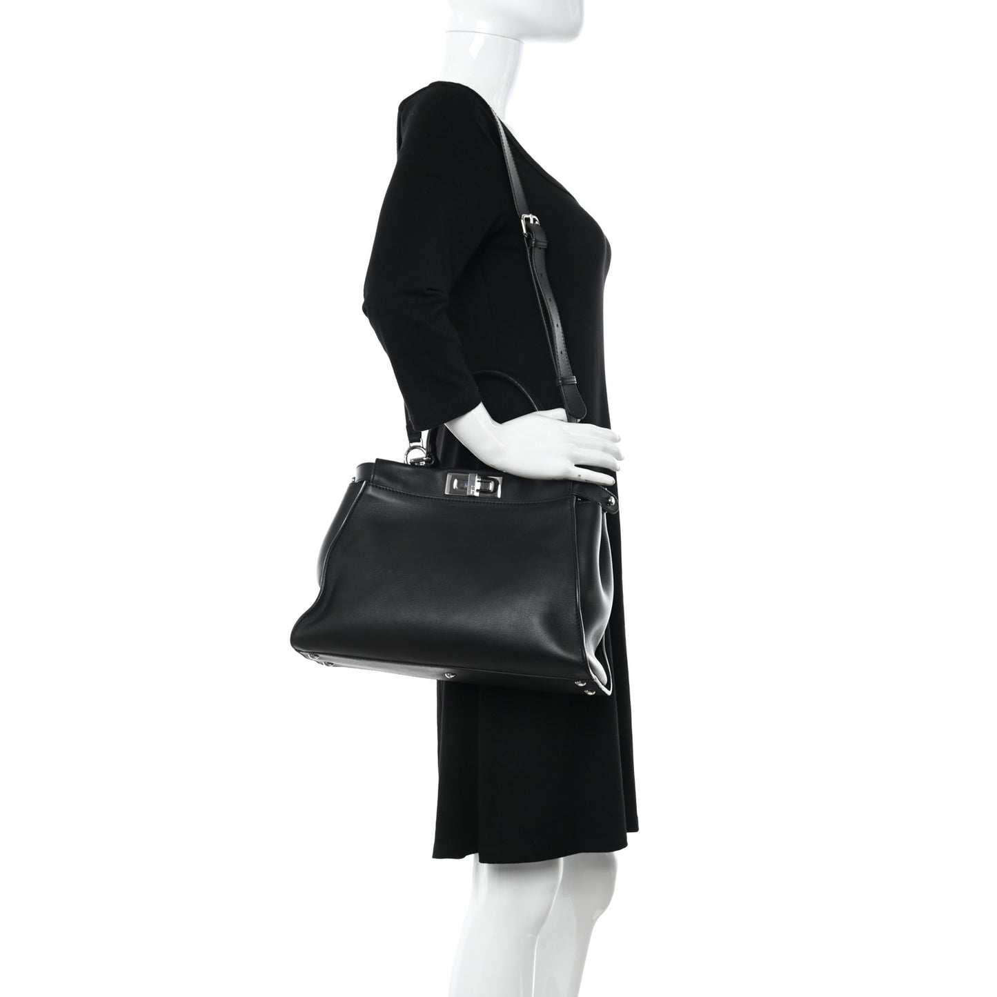 Vitello Seta Snakeskin Crocodile Monster Eyes Medium Peekaboo Iconic Satchel Black Girasole