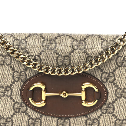 Gucci GG Supreme Monogram Azalea Calfskin Horsebit 1955 Wallet On Chain Beige Ebony Brown Sugar 8 of 10