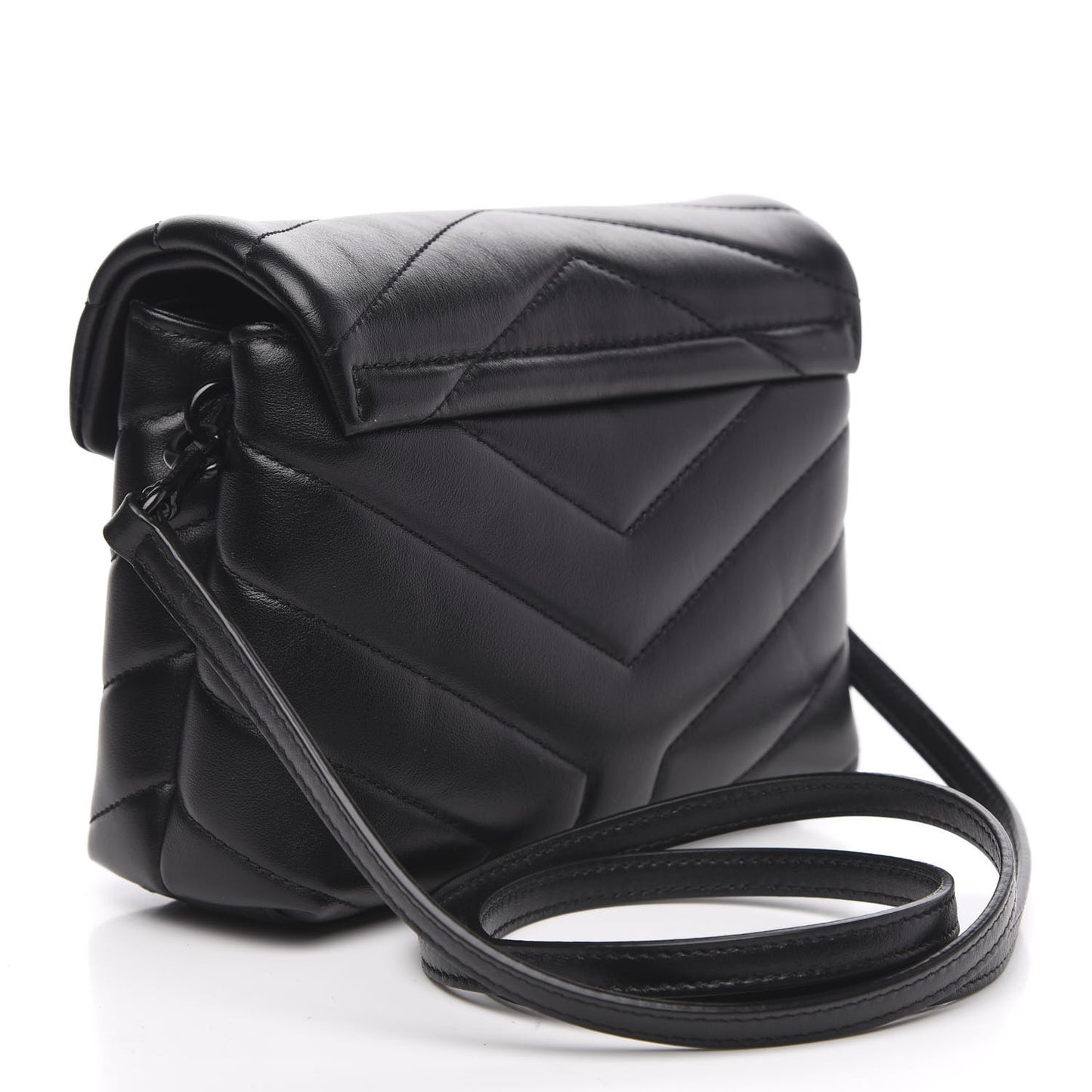 Calfskin Y Quilted Monogram Toy Loulou Crossbody Bag Black