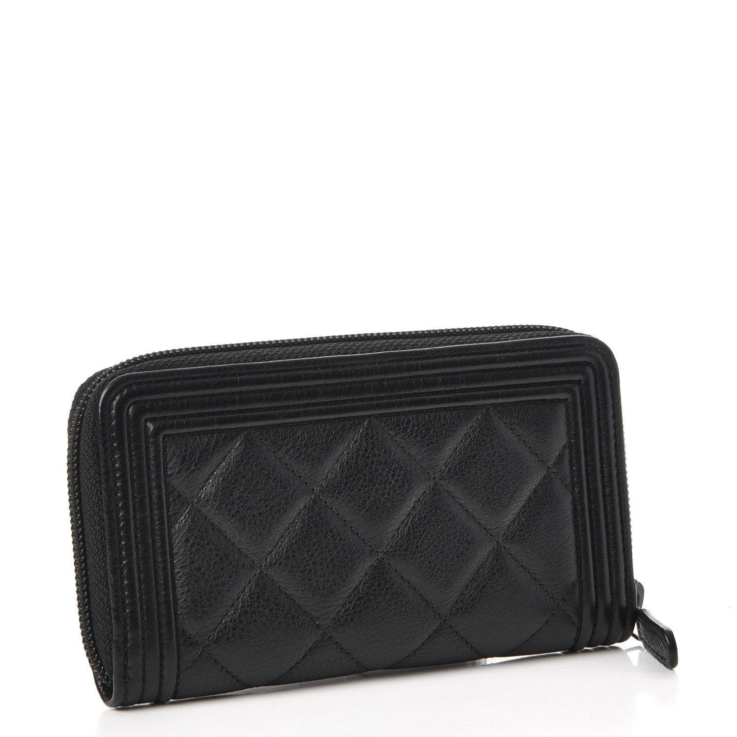 Chanel Calfskin Quilted Small Boy Zip Around Wallet Black 3 of 9