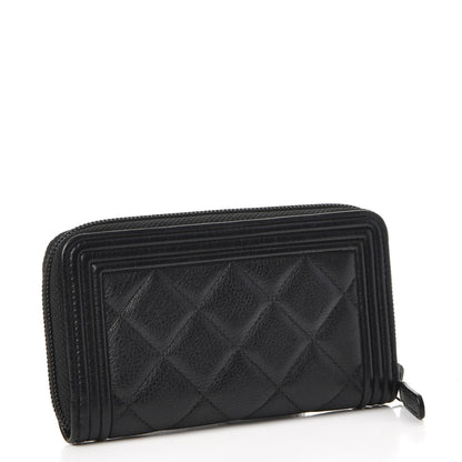 Chanel Calfskin Quilted Small Boy Zip Around Wallet Black 3 of 9