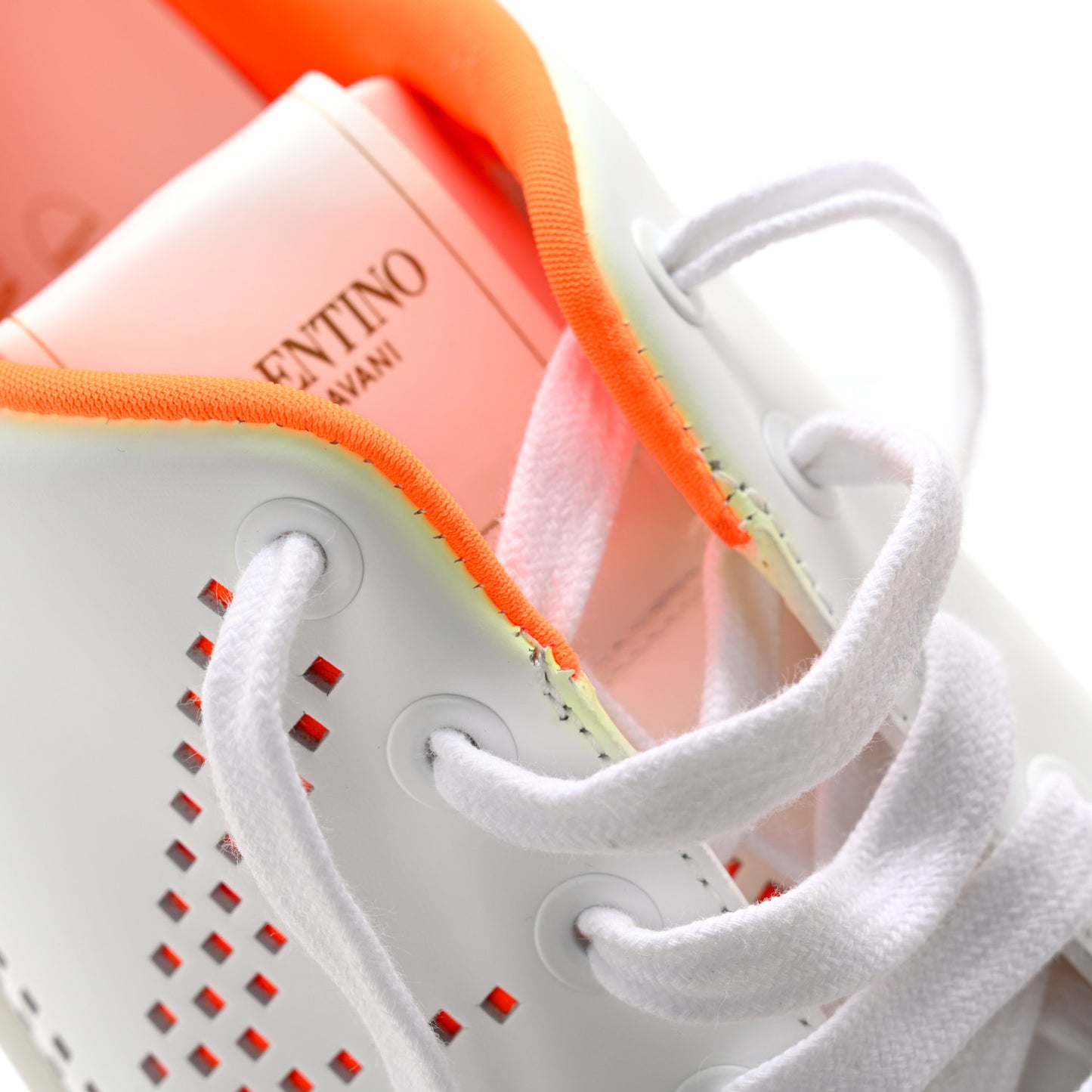 Calfskin Womens Backnet Sneakers 37 White Orange Fluo