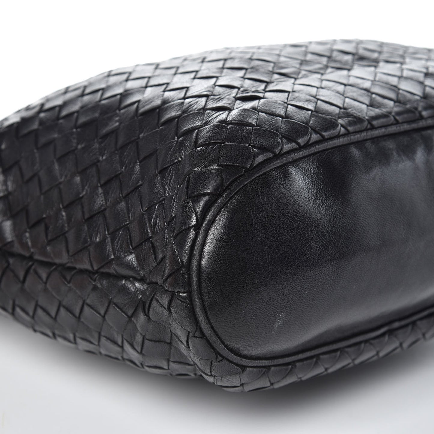 Nappa Intrecciato Drawstring Bucket Bag Black