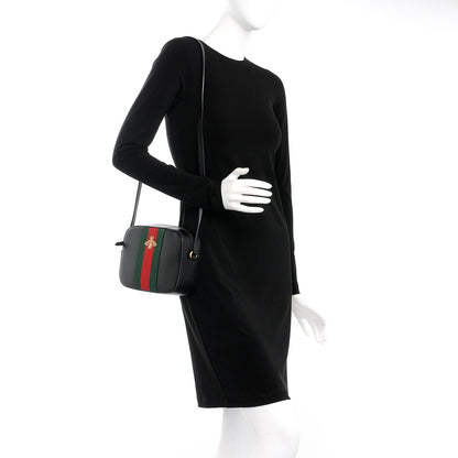 Gucci Calfskin Web Small Webby Bee Shoulder Bag Black 2 of 9