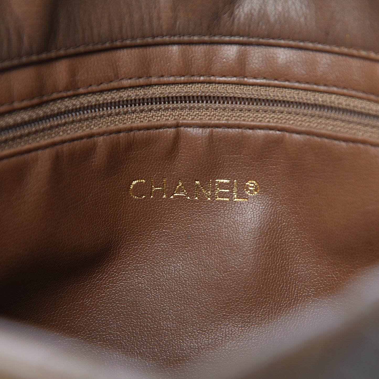 Lambskin Quilted Shopping Tote Brown