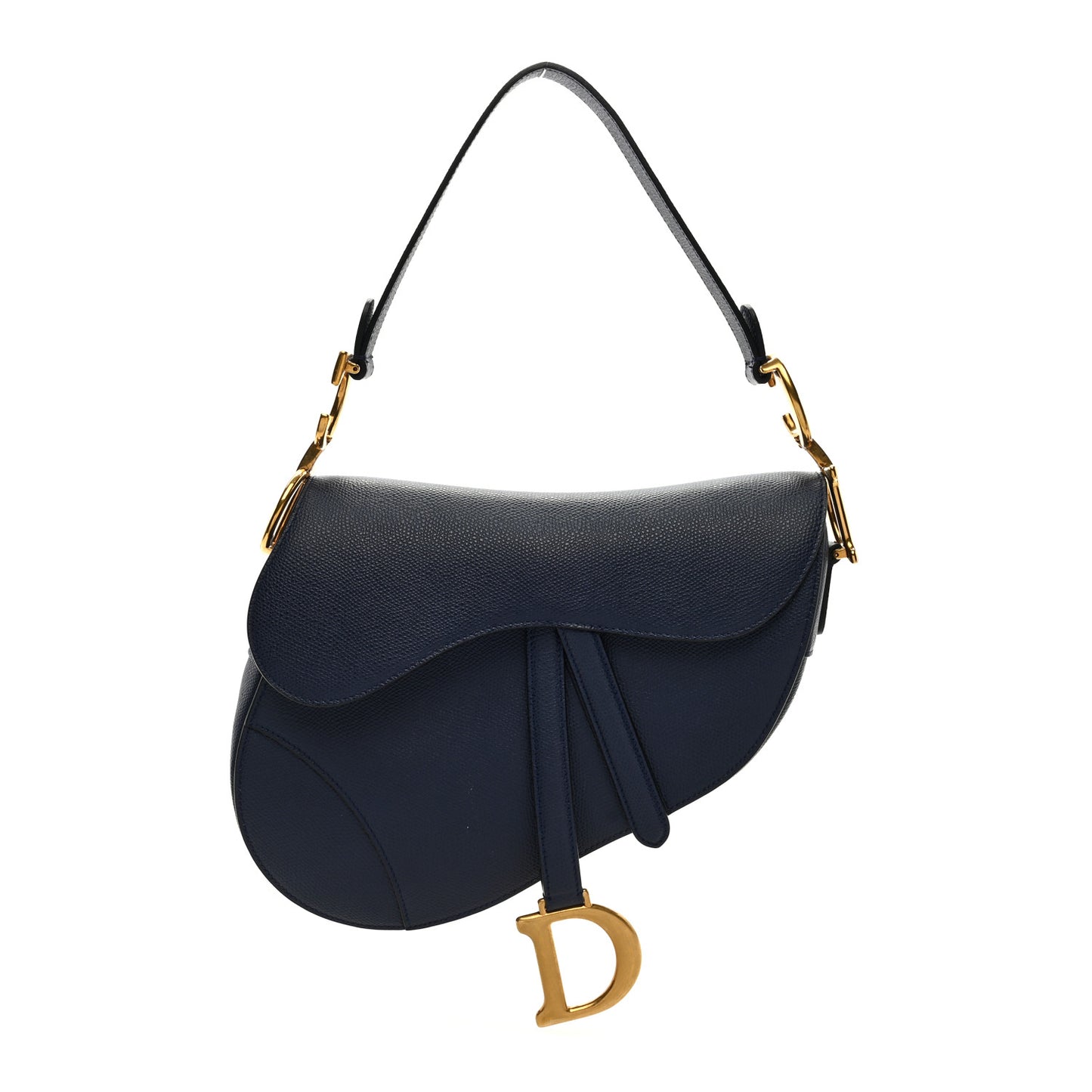 Grained Calfskin Saddle Bag Navy