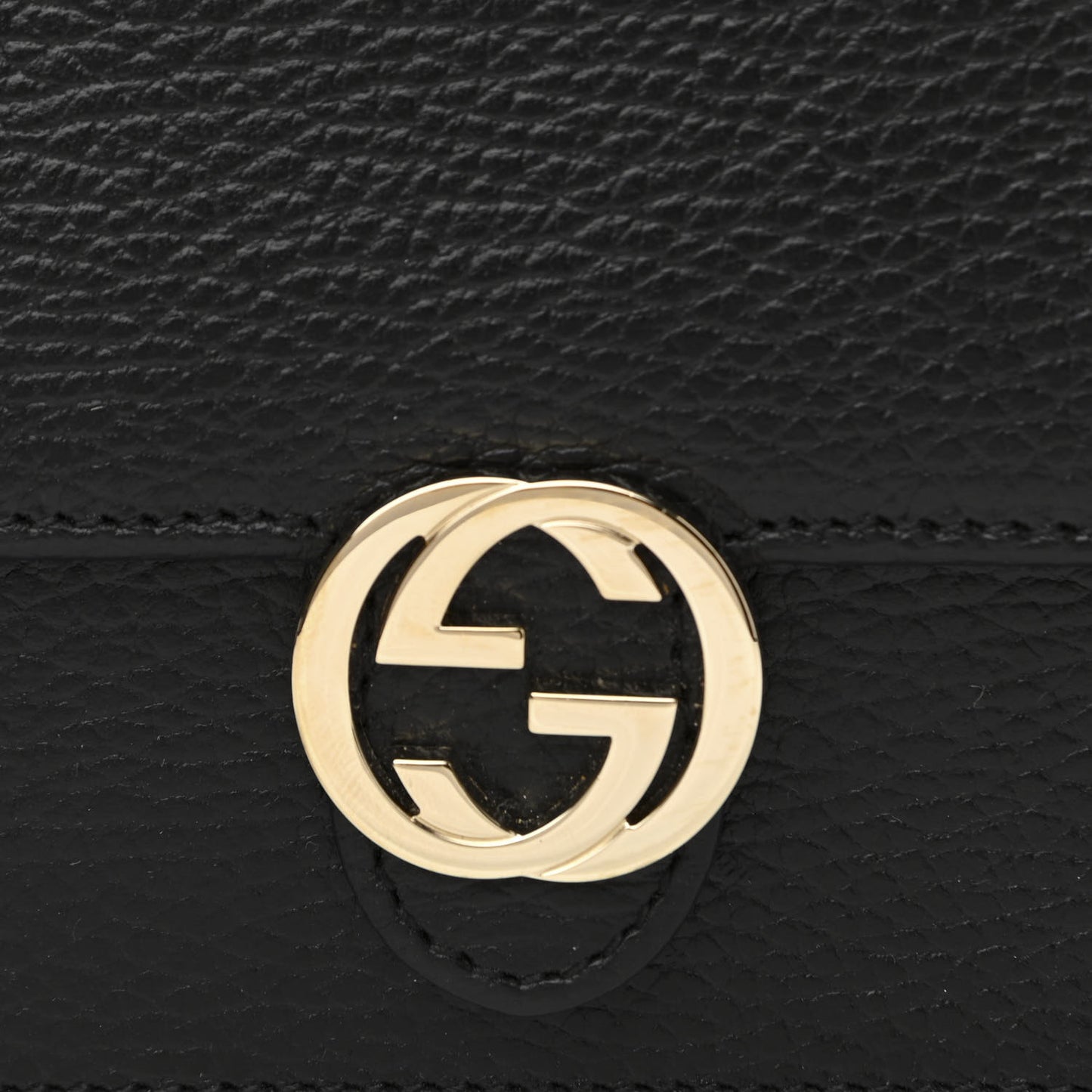 Dollar Calfskin Interlocking G Chain Wallet Black