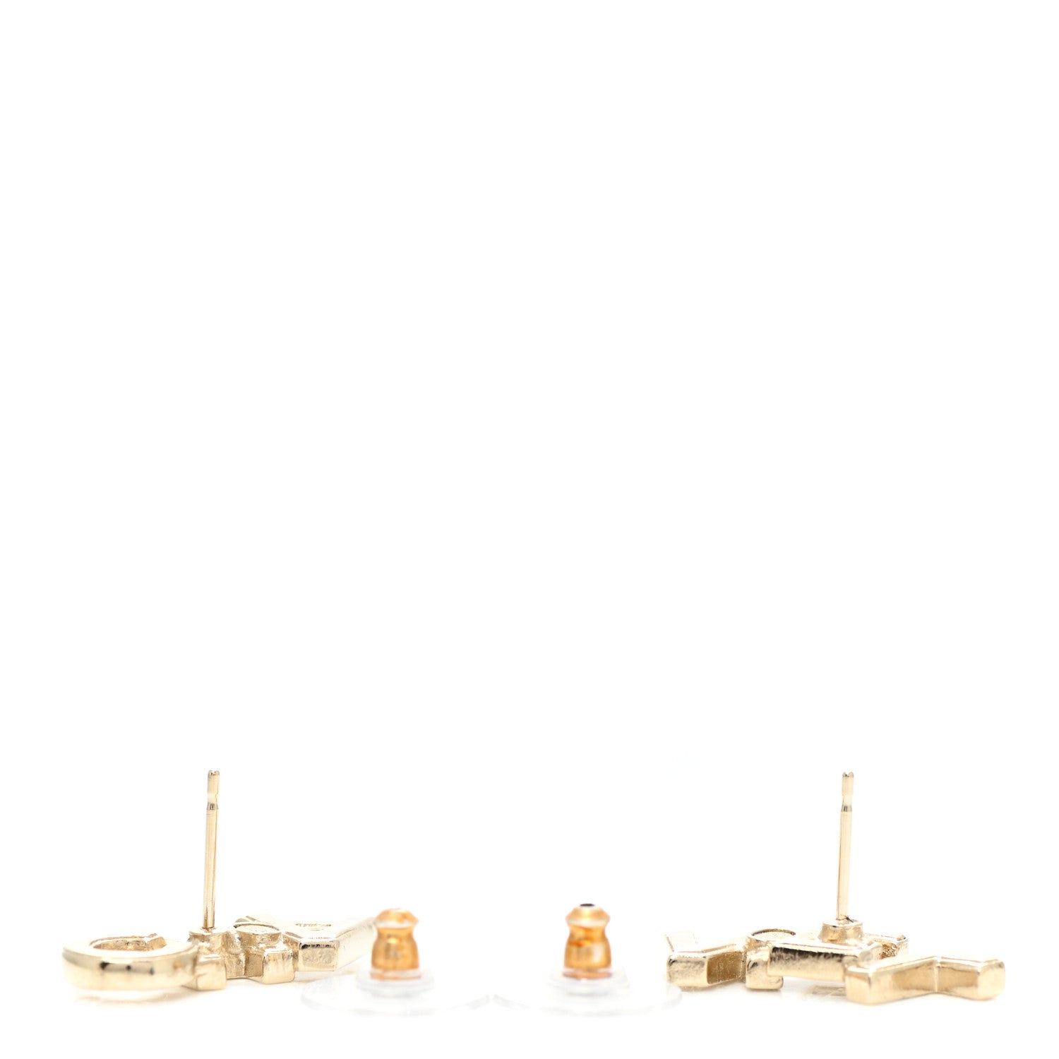 Chanel Crystal Pearl Signature Stud Earrings Gold 3 of 5