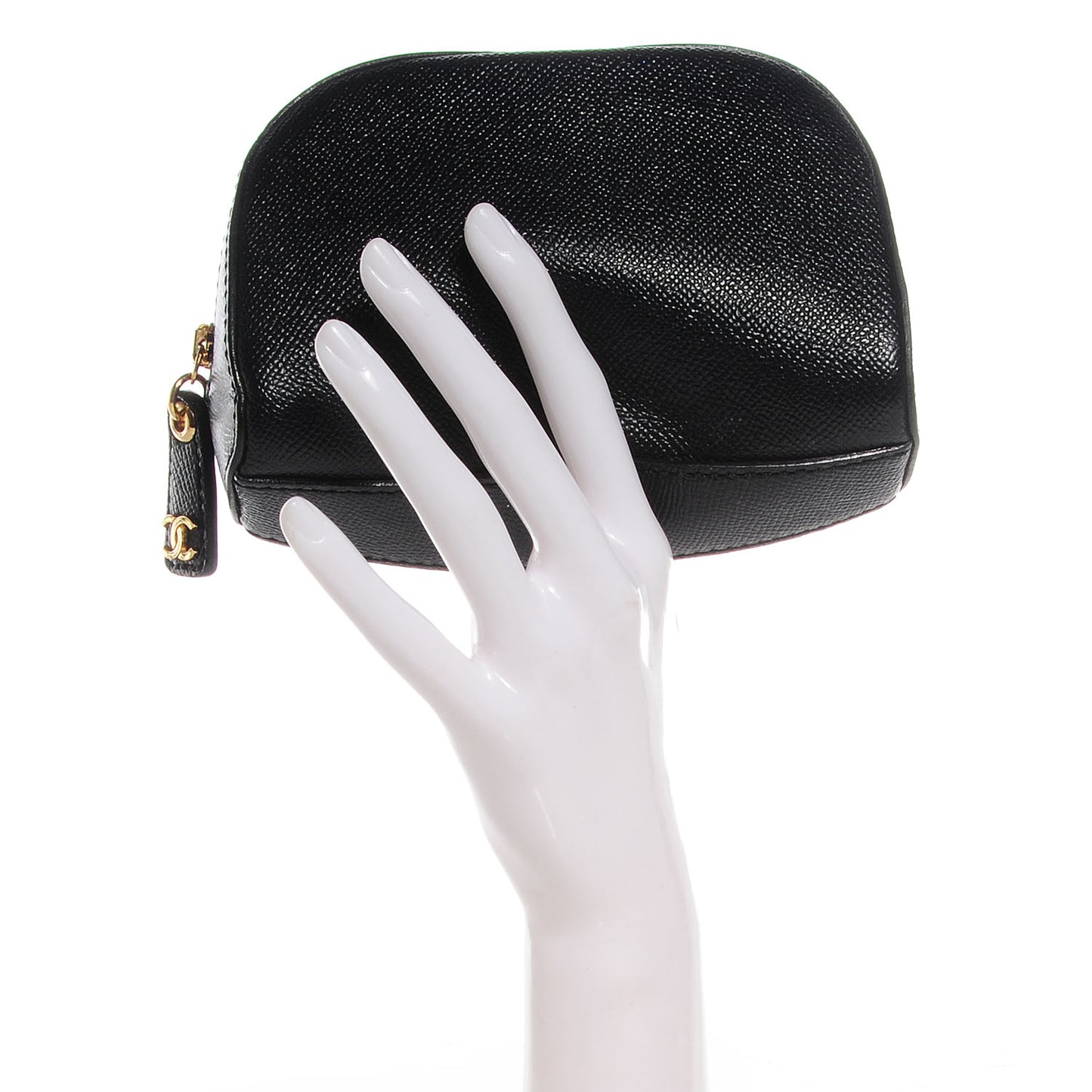 Grained Calfskin Vanity Cosmetic Case Black