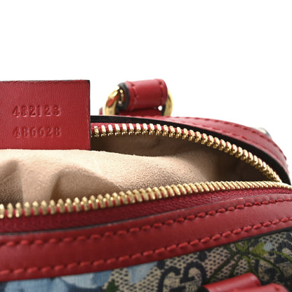 Gucci GG Supreme Monogram Blooms Mini Boston Navy Blue Hibiscus 7 of 12
