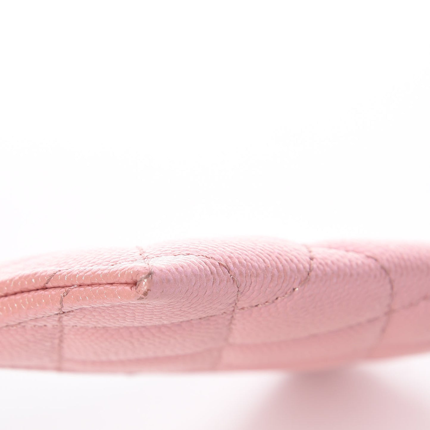 Iridescent Caviar Quilted Card Holder Rose Pink