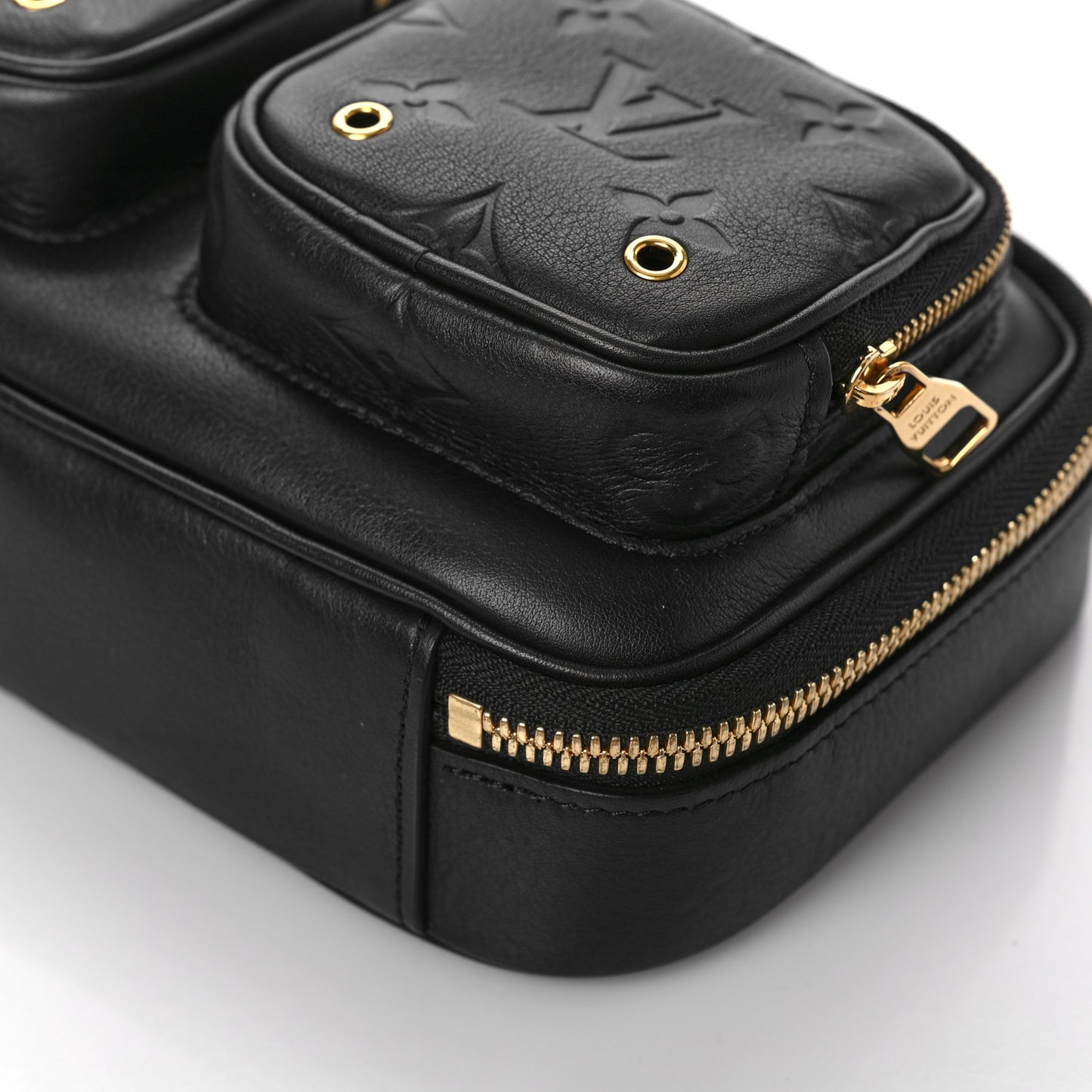 Calfskin Monogram Embossed Utility Bag Black