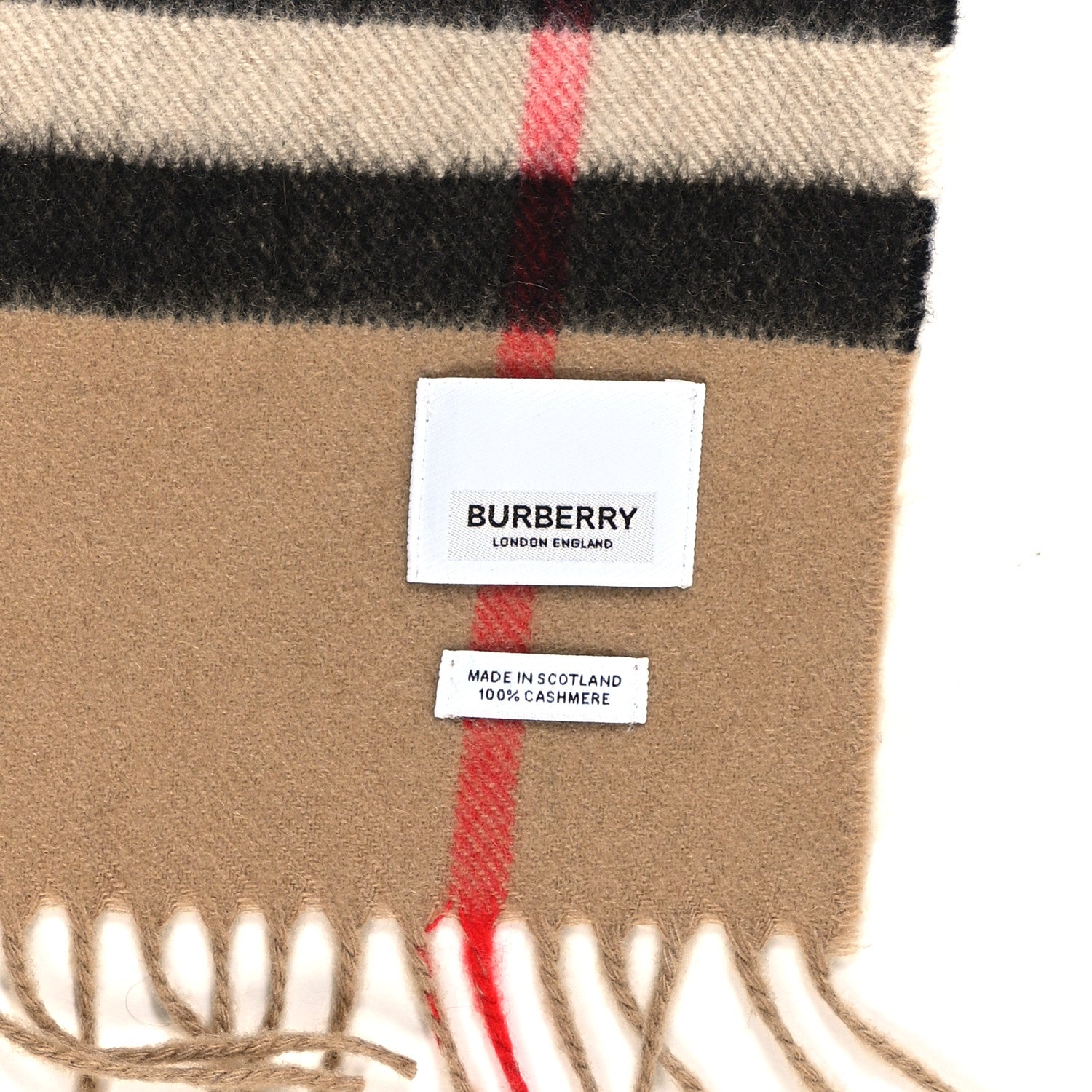 Burberry Cashmere House Check Fringe Scarf Camel 4 of 4