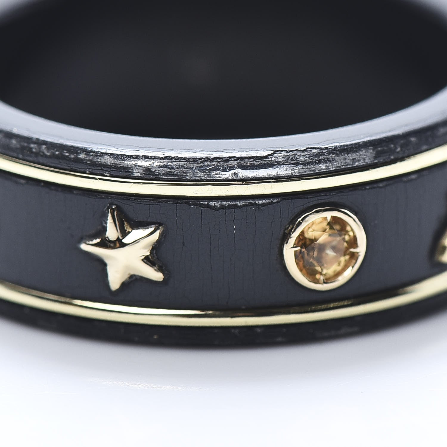 Gucci 18K Yellow Gold Ceramic Topaz Icon Band Ring 54 6.75 Black 9 of 10