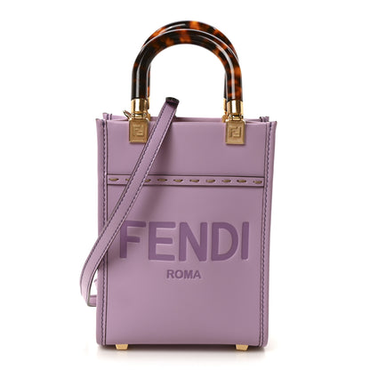 Fendi Vitello King Plexiglass Logo Embossed Mini Fendi Sunshine Shopper Tote Violetta 1 of 9
