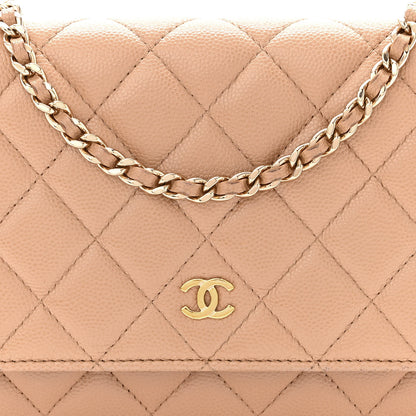 Chanel Caviar Quilted Wallet on Chain WOC Dark Beige 9 of 16