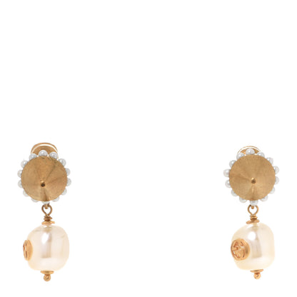 Gucci Metal Pearl Interlocking G Drop Earrings Aged Gold 1 of 4