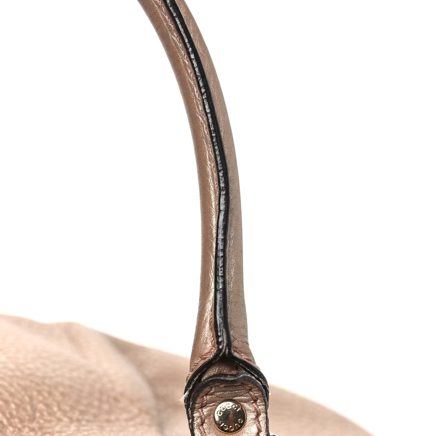 Metallic Calfskin Medium Sukey Top Handle Bag Beige