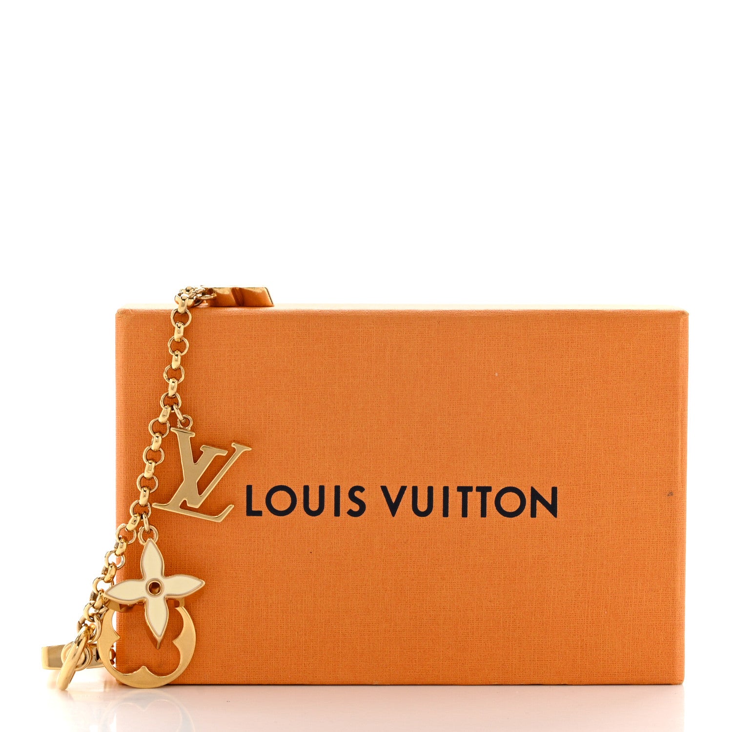 Louis Vuitton Brass Enamel Fleur De Monogram Bag Charm Chain Gold 5 of 5