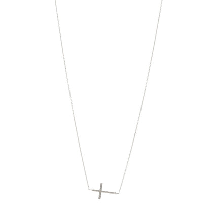 Tiffany Sterling Silver Paloma Picasso Hammered Sideways Cross Pendant Necklace 1 of 3